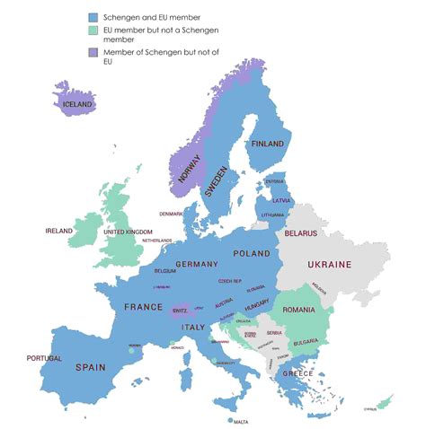 schengen area map with names